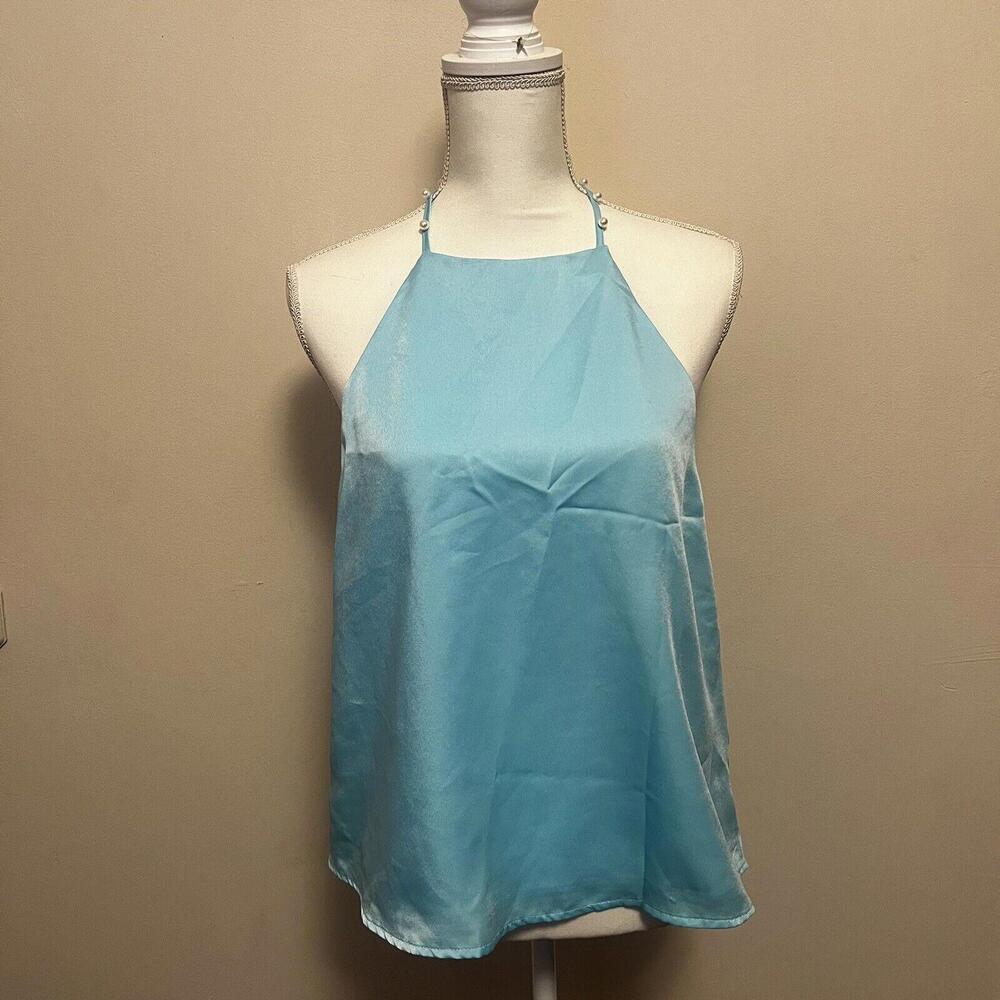 Do+be Mermaid Pearl Accents Halter Top Open Back SZ S